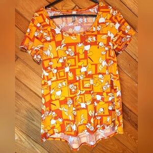 Lularoe Disney Donald Duck orange square Simply Comfortable small tshirt